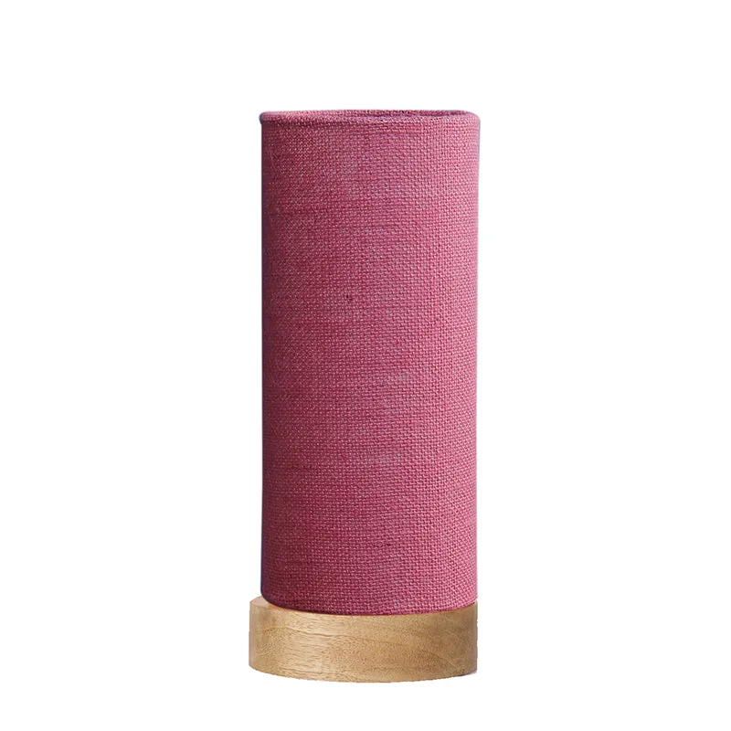 Nyra Tower Wooden Table Lamp With Jute Shade - Pink,Brown media 3