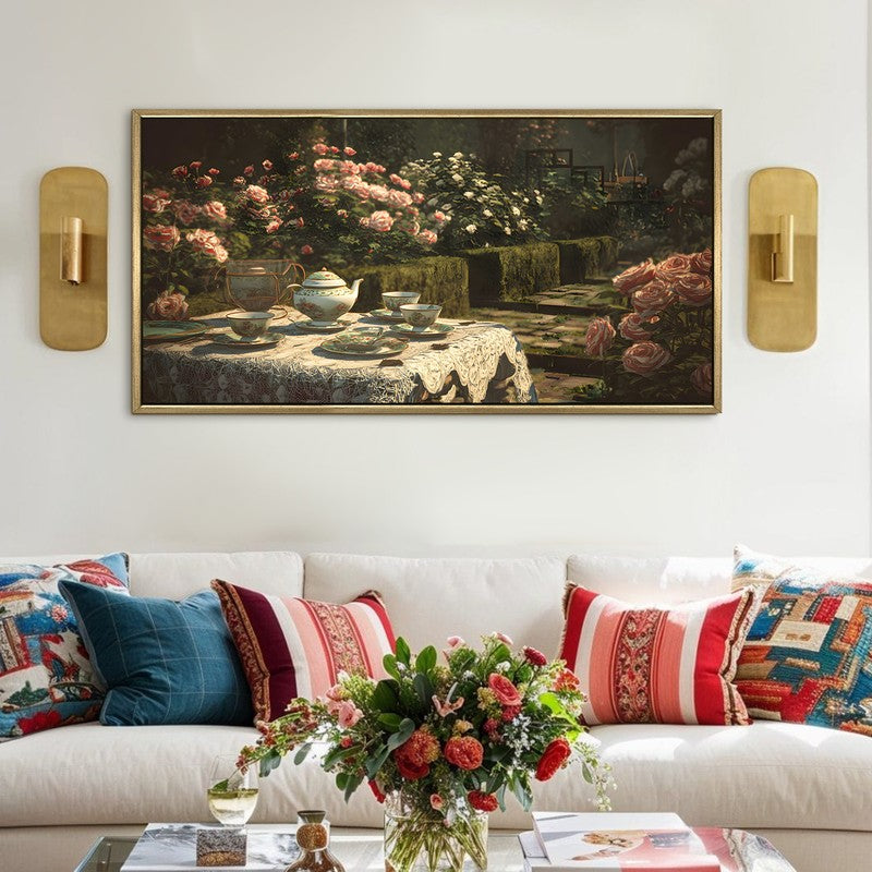 Rose Garden Canvas Wall Painting With Frame