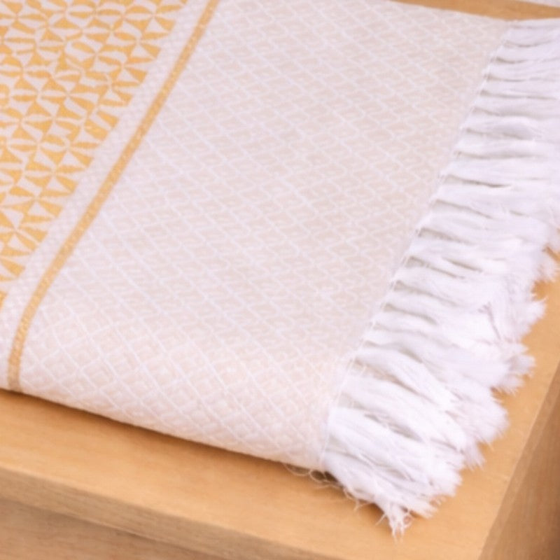 MosacStrip Cotton Bath Towel (Yellow & White) - Set Of Two media 6
