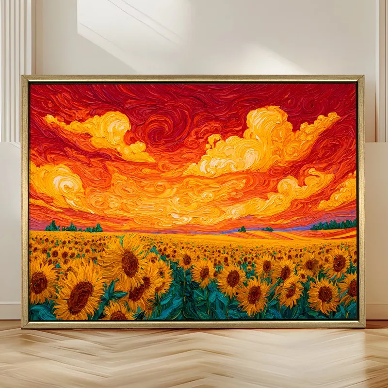 Endless Sunflowers Canvas Wall Painting With Frame media 4