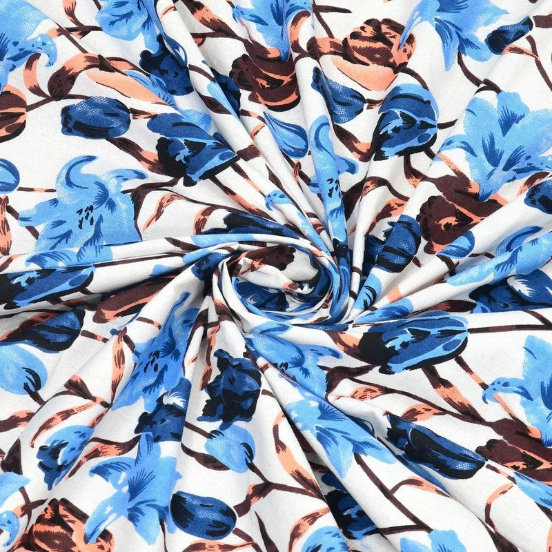 Rangon Cotton Bedsheet (Blue,Peach) - 240 TC media 5