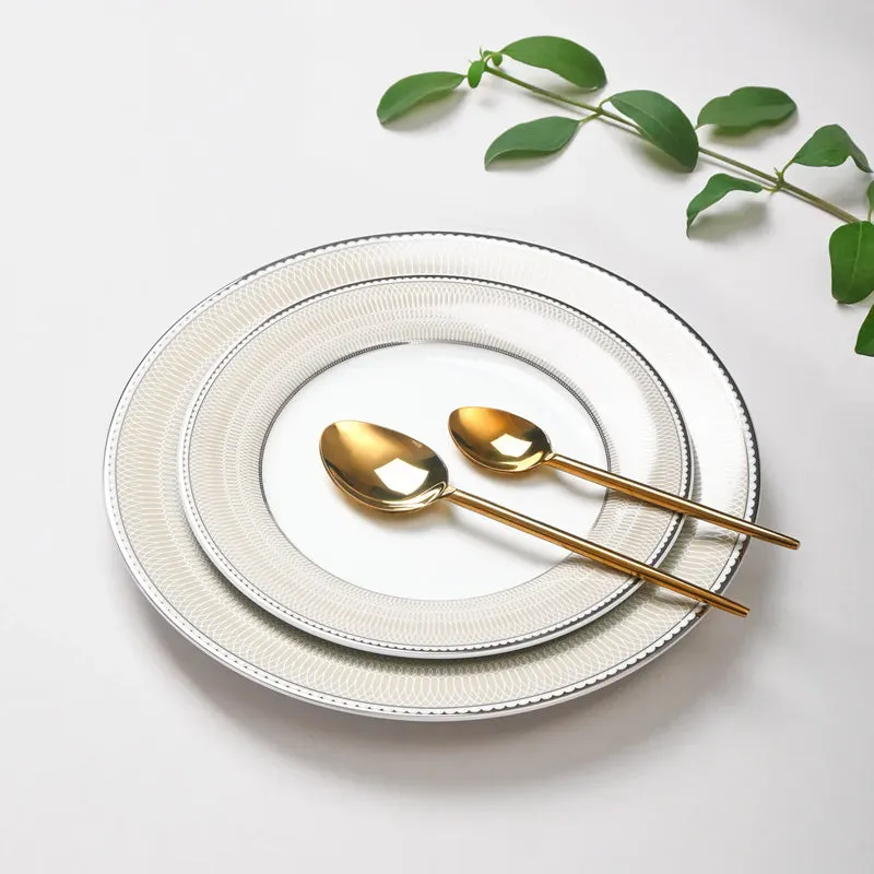 Shine Platine 24k Gold Brushed Porcelain Dinner Set - 33 Piece Set media 3