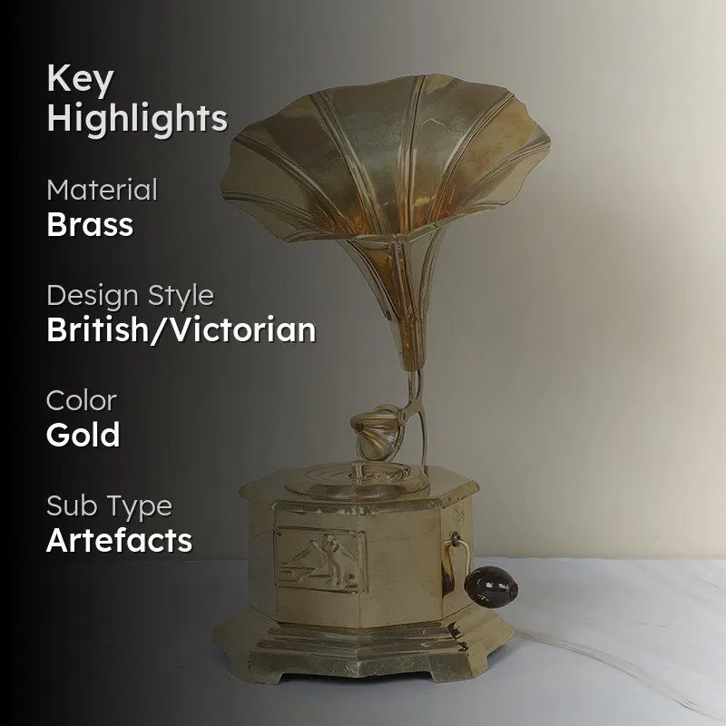 Vintage Music Gramophone Brasss Showpiece media 2