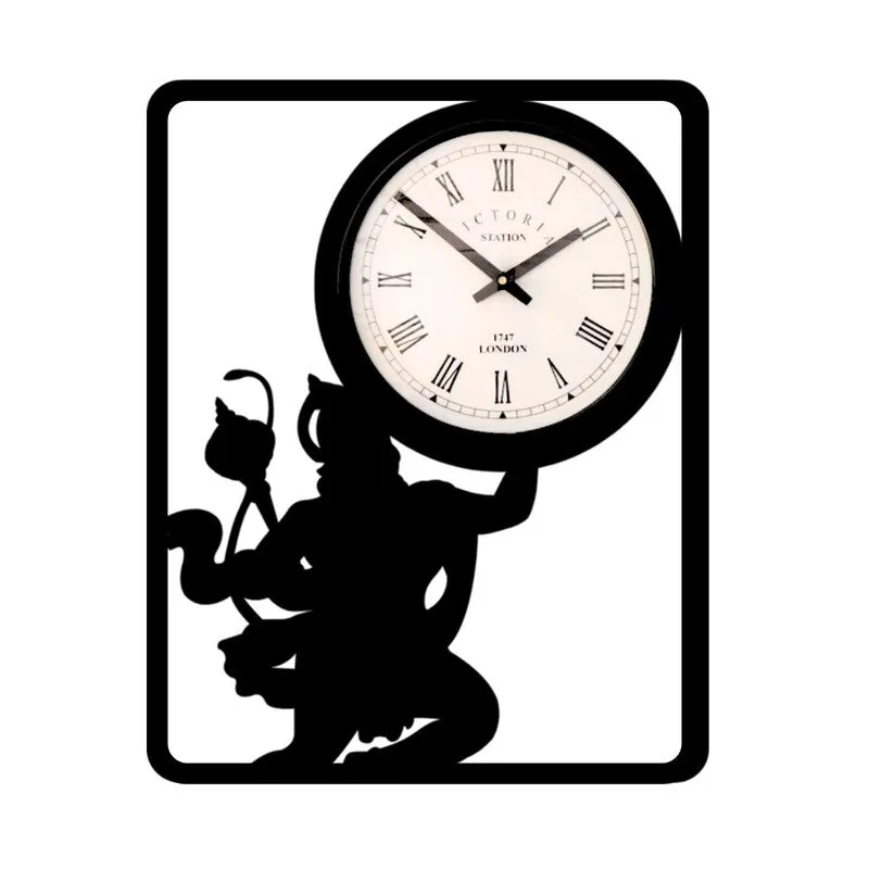 Jai Hanuman Steel Analog Wall Clock - Black media 4