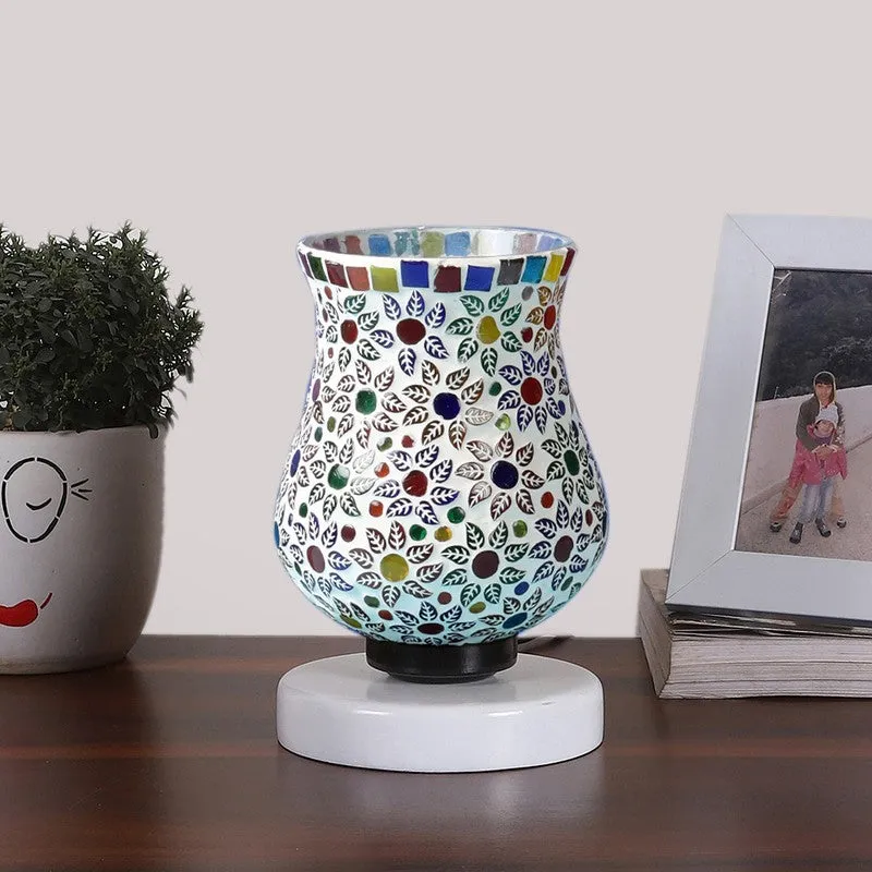 Lumeo Mosaic Glass Table Lamp With Wooden Base - Multicolor media 4