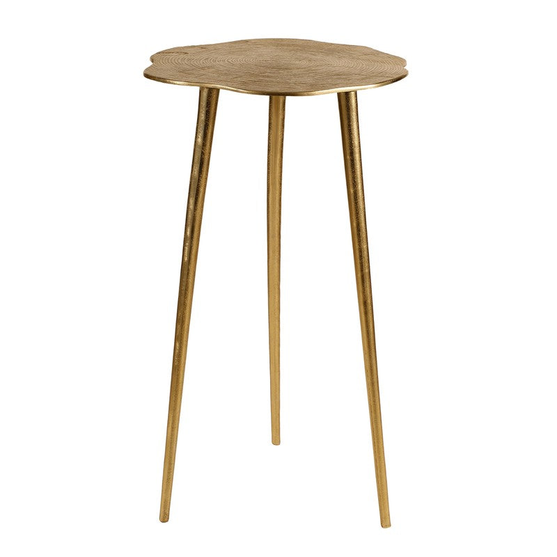 Rustic Log Top Aluminum Side Table - Gold media 4