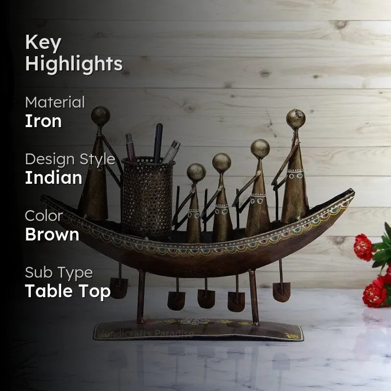 Iron Boat Pen Holder Showpieces media 2