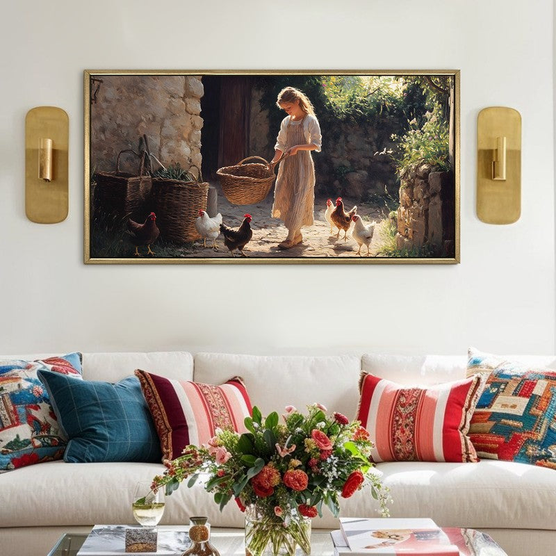 Rustic Dawn Canvas Wall Painting With Frame