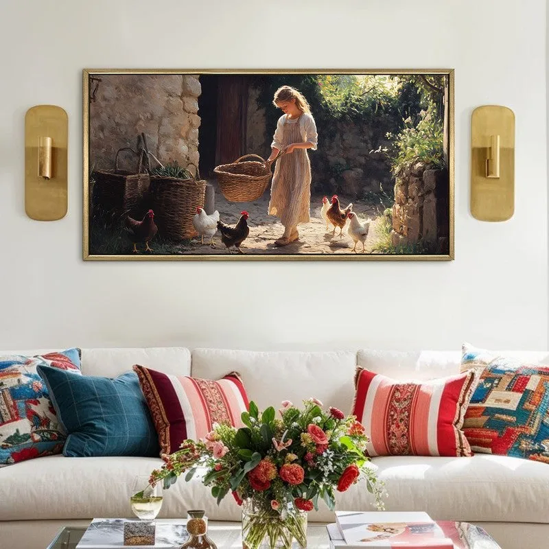 Rustic Dawn Canvas Wall Painting With Frame media 1