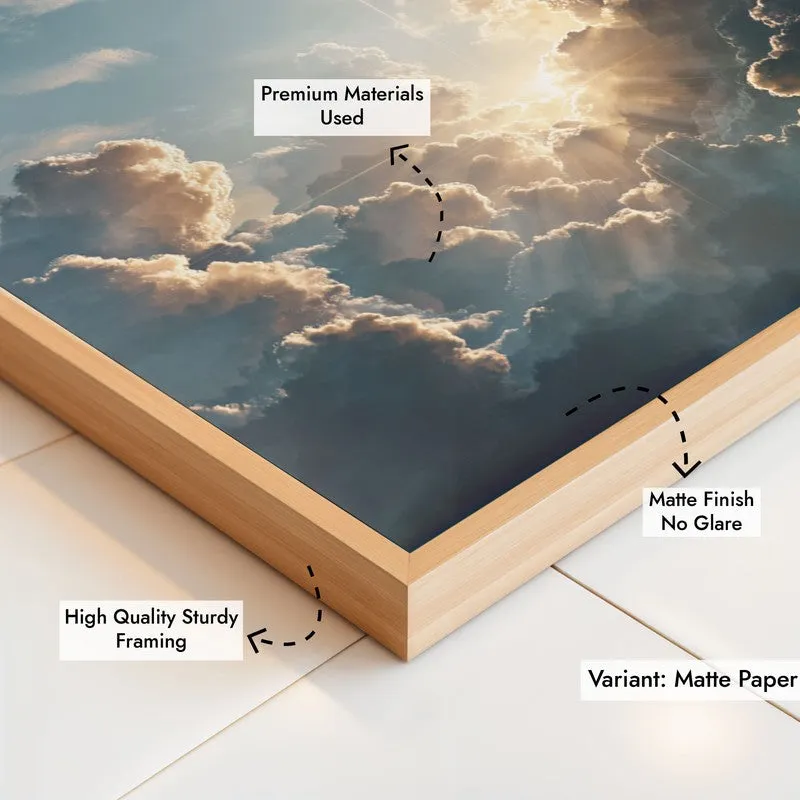 Whispers of the Sky Archival Paper Wall Painting With Brown Frame media 6