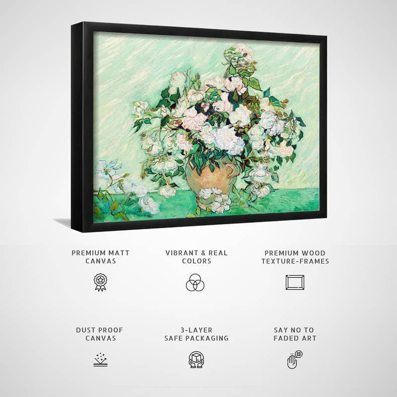 Canvas Painting Of Roses By Vincent Van Gogh - Black Frame media 3
