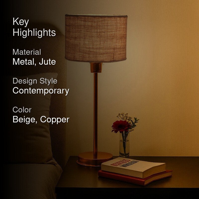 Kavira Zylo Metal Table Lamp - Beige media 2