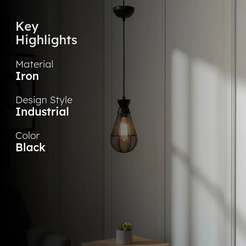 Sleek Black Iron Ceiling Lamp media 2