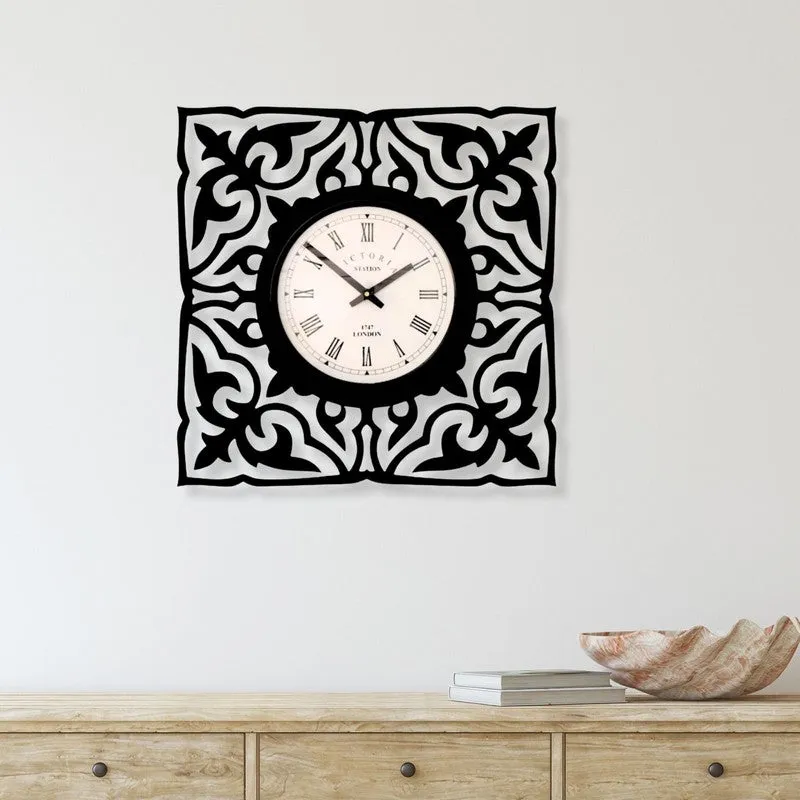 Flora Steel Analog Wall Clock - Black media 1