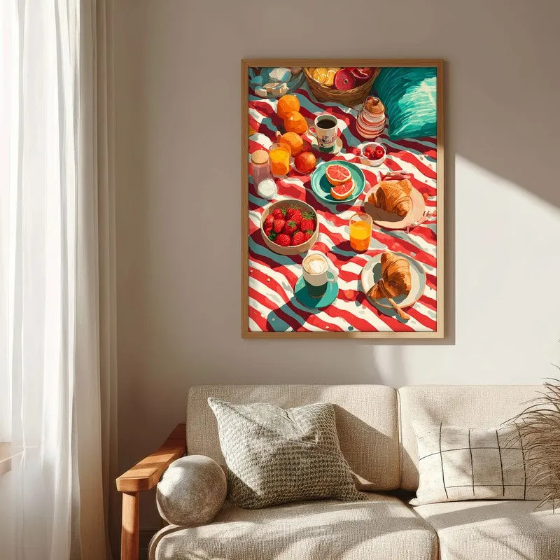 Sunstripe Feast Canvas Wall Painting - Brown Frame media 6