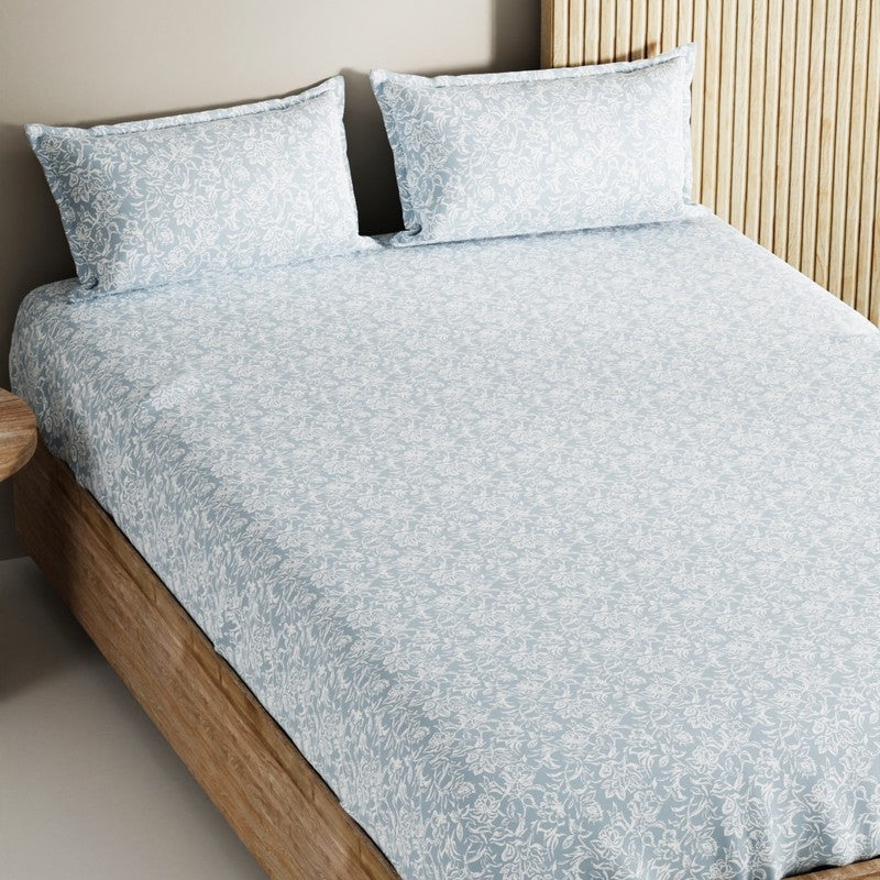 Havor Cotton Bedsheet (Grey,White) - 144 TC media 4