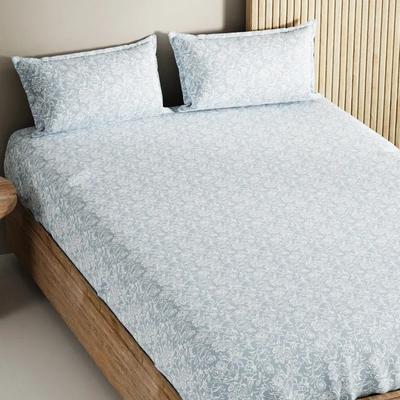 Havor Cotton Bedsheet (Grey,White) - 144 TC media 4