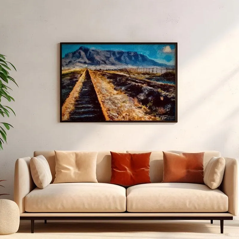 Way To The Mountains Canvas Wall Painting - Black Frame media 4