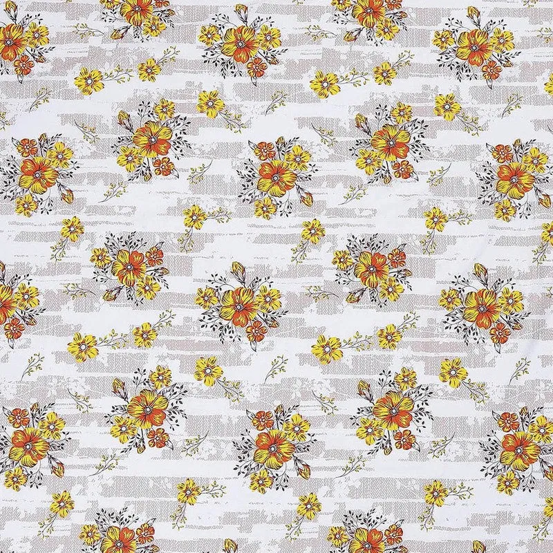 Monte Carlo Petal Story Cotton Bedsheet (White,Orange) - 104 TC media 7