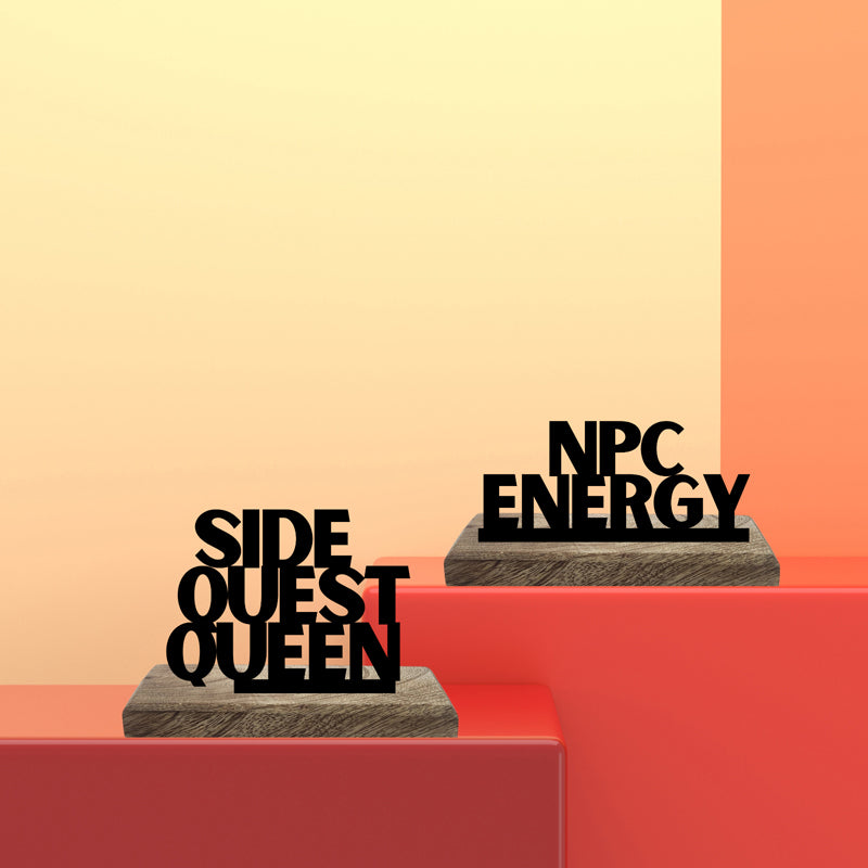Side Quest Queen Typography Showpiece - Set Of Two