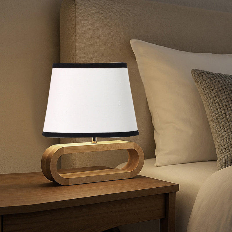 Cotin I Stripe Curve Cotton Table Lamp - White,Brown