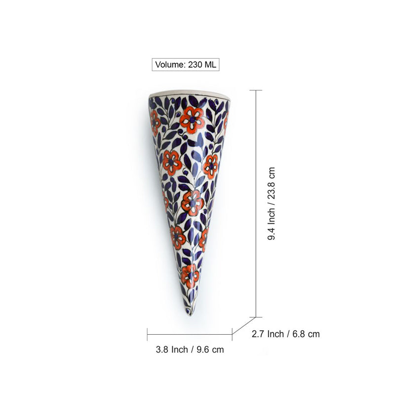 Bahar-e-Phool Handpainted Ceramic Wall Planter - Set OF Two media 8