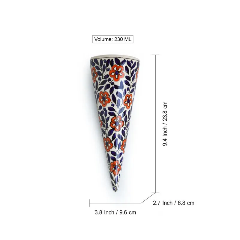 Bahar-e-Phool Handpainted Ceramic Wall Planter - Set OF Two media 8