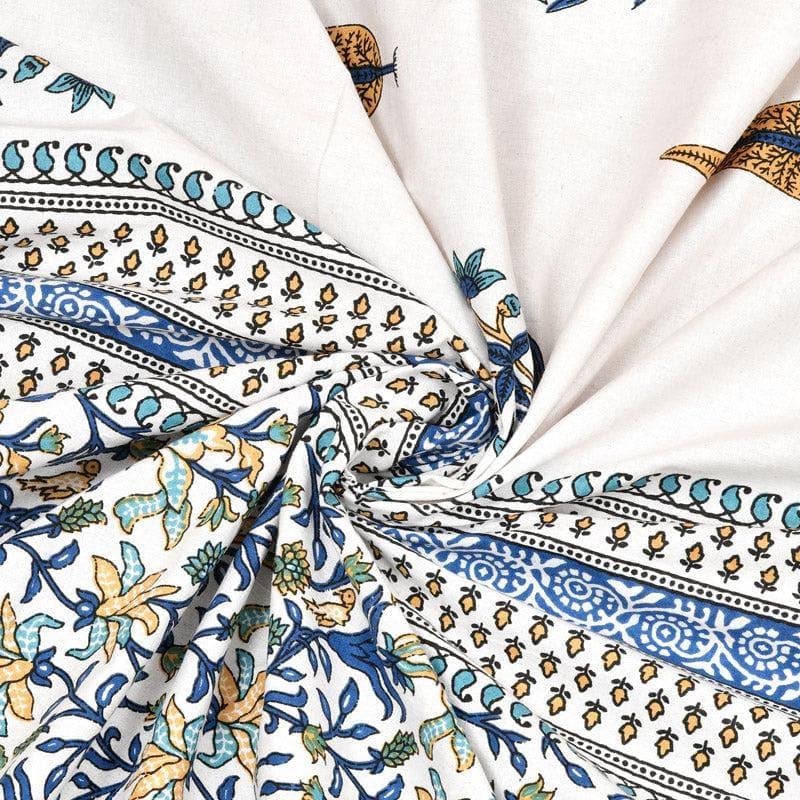 Amrutha Ethnic Printed Cotton Bedsheet (Blue) - 140 TC media 5