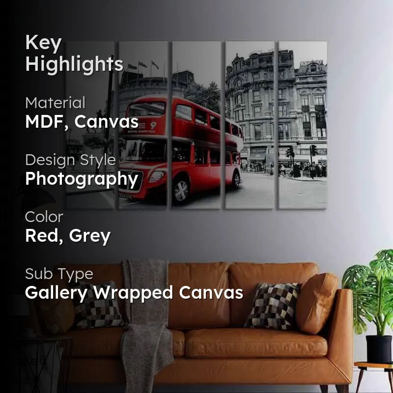 Double Decker Panelled Canvas Wall Art - Five Piece Set media 2
