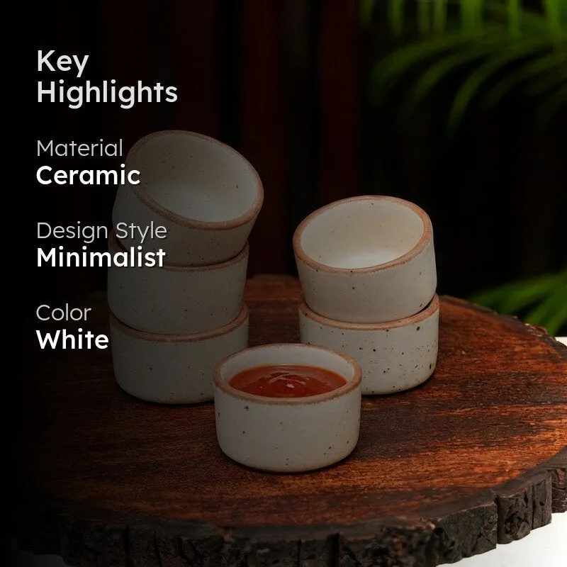 Savora Ceramic Dip Bowls (White,40 mL Each) - Set Of Six media 2