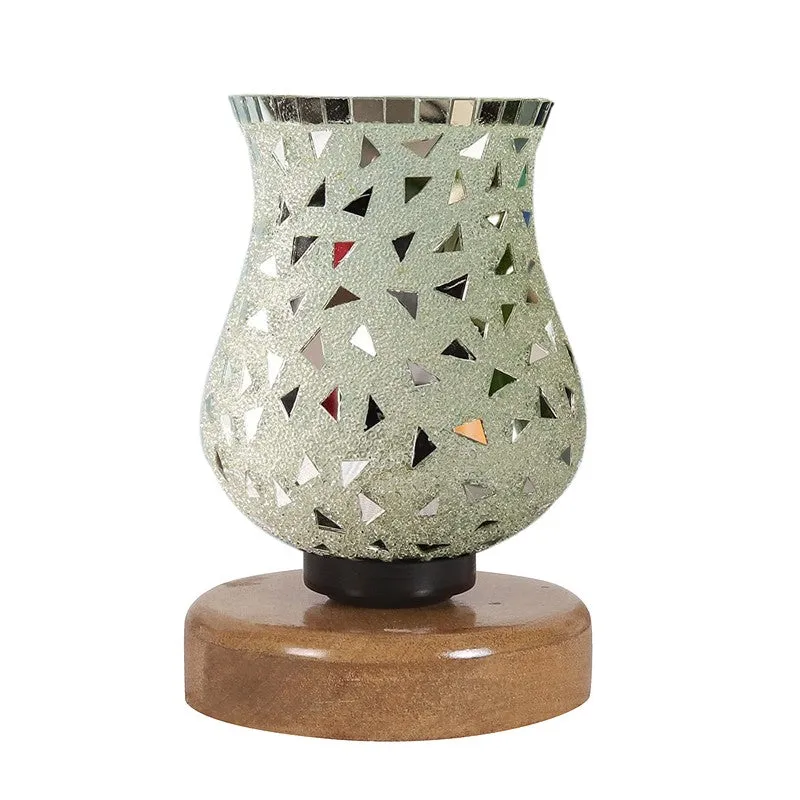 Aurevo Mosaic Glass Table Lamp With Wooden Base - Multicolor media 5