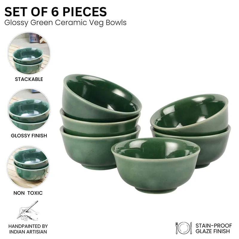 Brienne Ceramic Soup Bowl (150 mL/Green) - Set Of Six media 3