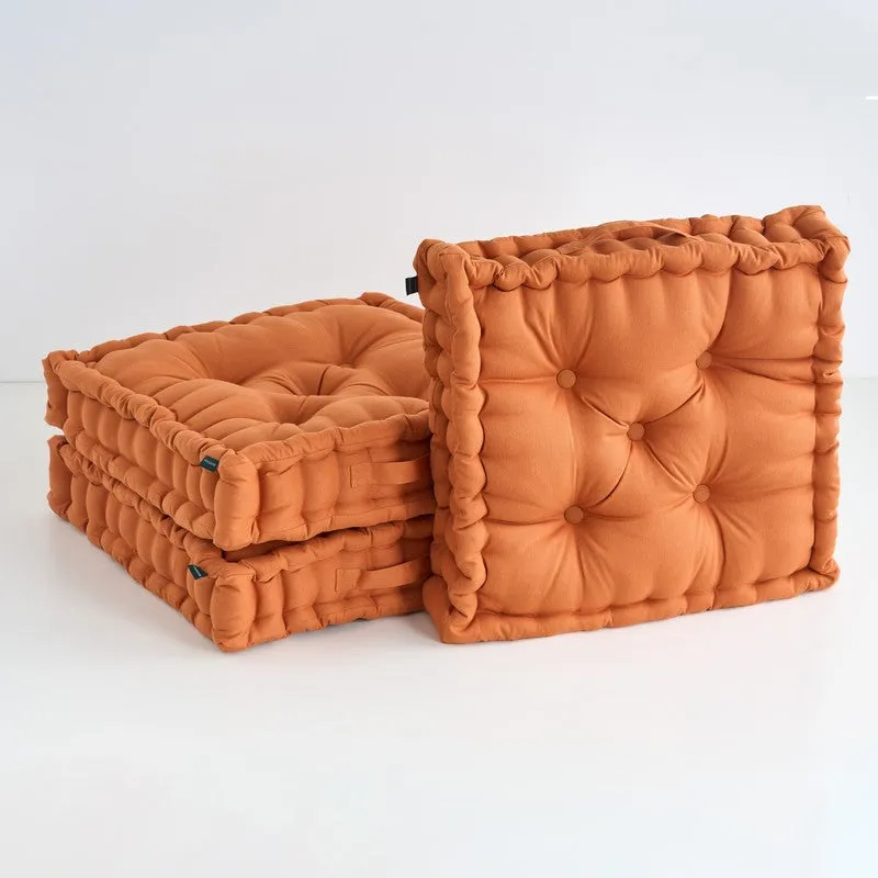 Fluffscape Solid Cotton Floor Cushion (Brown) - Set Of Three media 2