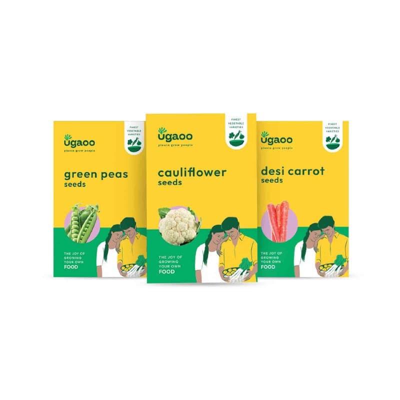 Ugaoo Veges Seeds (Cauliflower, Green Peas, Desi Carrot) - Set Of Three media 3