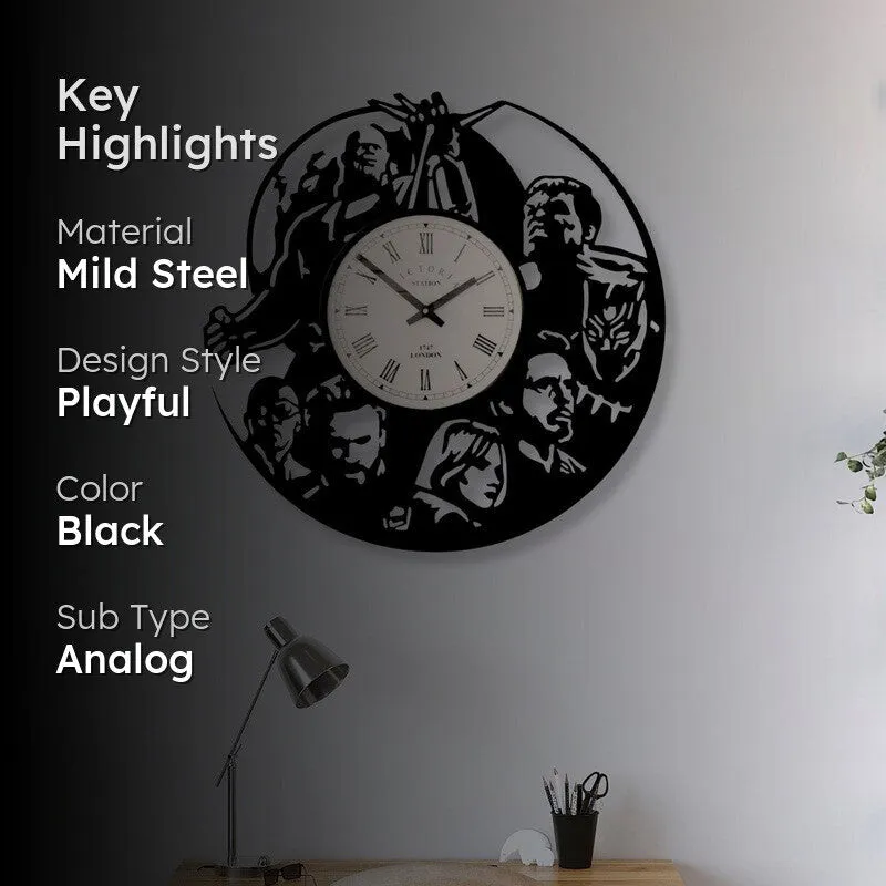 Stroke Steel Analog Wall Clock - Black media 2