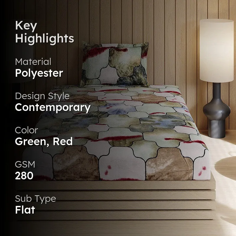 Monte Carlo Ethereo Bedsheet (Green,Red) - 280 GSM media 2