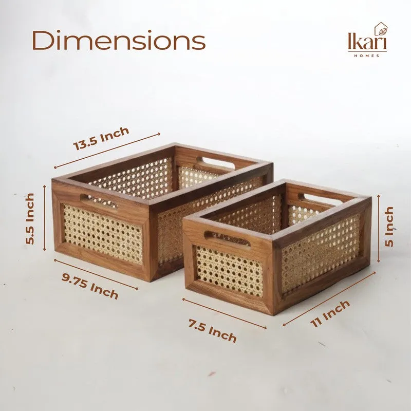 WoodCraft Teak Wood Storage Basket - Set of Two media 13