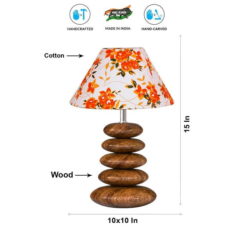 Solvion Cotton Table Lamp With Wooden Base - Multicolor media 7