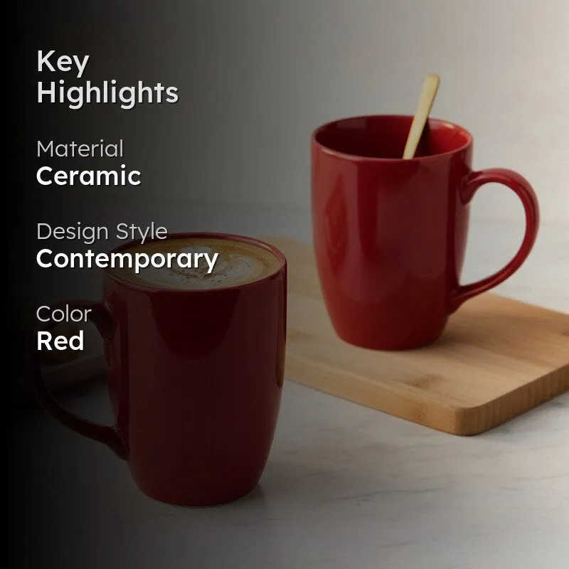 Kopi Ceramic Coffee Mug (Red/350 mL Each) - Set Of Two media 2