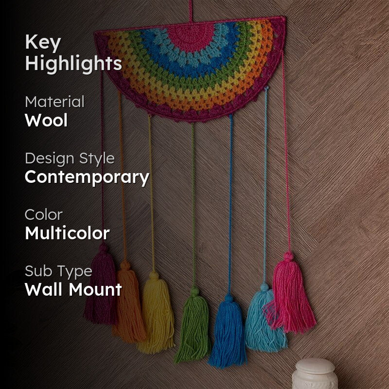 Rainbow Drip Macrame Woolen Wall Accent media 2