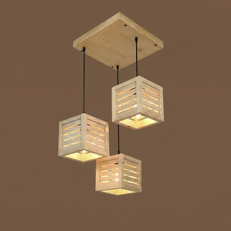 Urban Cage Wooden Ceiling Lamp - Beige media 4