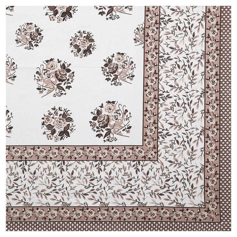Bhuja Floral Cotton Bedsheet (Brown,Grey) - 144 TC media 4