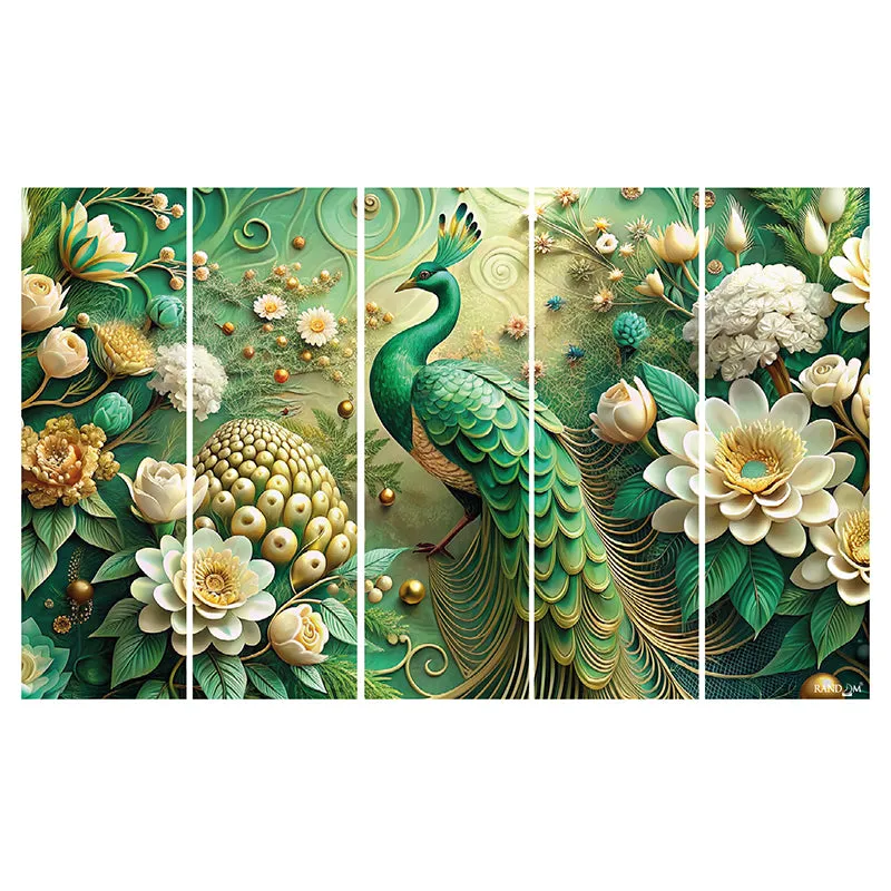 Ethereal Mayura Canvas Wall Art - Set Of Five media 4