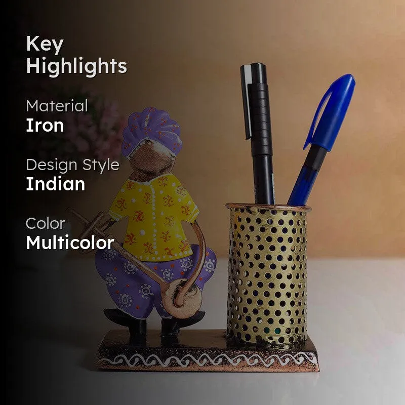 Folk Musician Iron Pen Stand Stationery Holder media 2