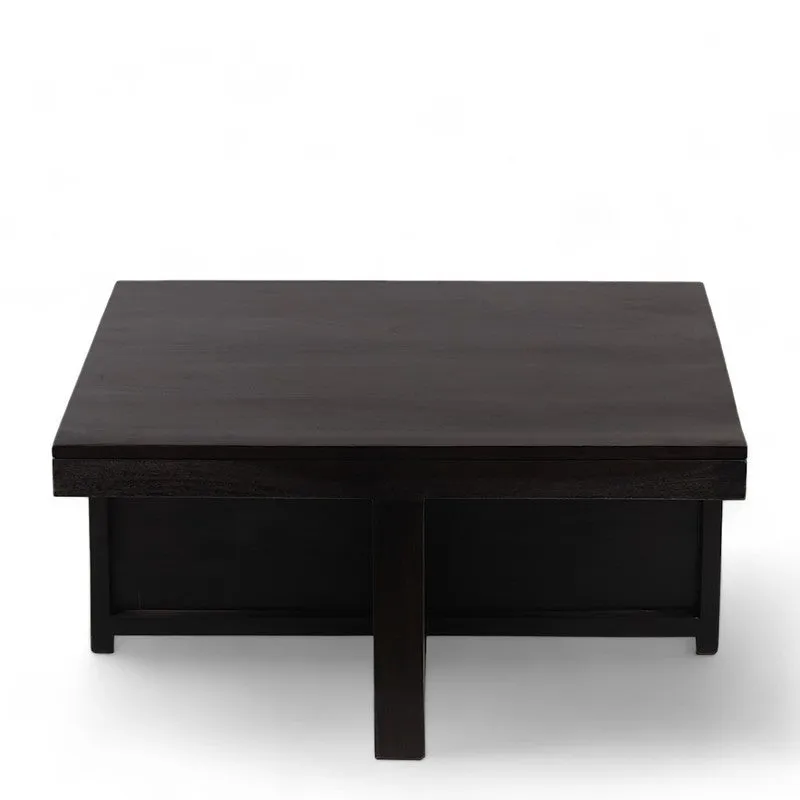Evrino Sheesham Wooden Center Table with Stools and Cushions (Deep Brown,Blue) - Nine Piece Set media 7