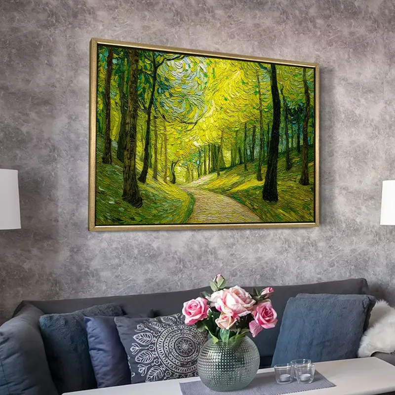 Sunlit Woodland Canvas Wall Painting With Frame media 6