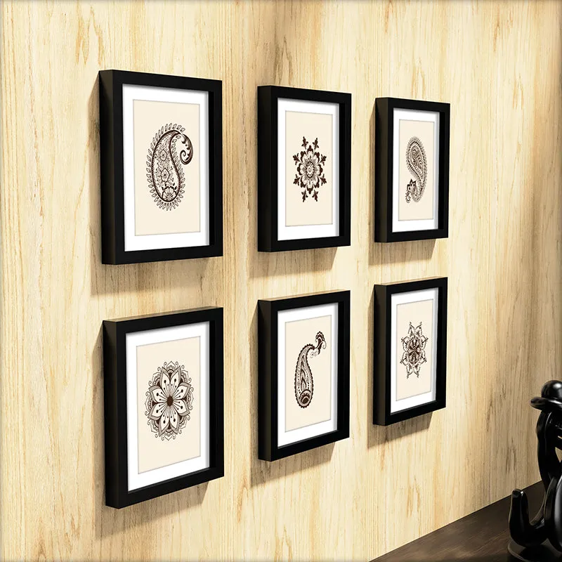 Ethnika Motifs Wall Art With Frame - Set Of Six media 6