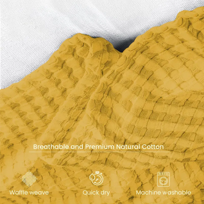 Urban Space Waffle Cotton Blanket (Mustard Yellow) - 250 GSM media 5