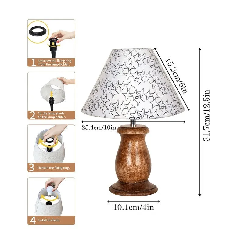 StyleAura Designer Bedside Wooden Table Lamp - White,Brown media 7