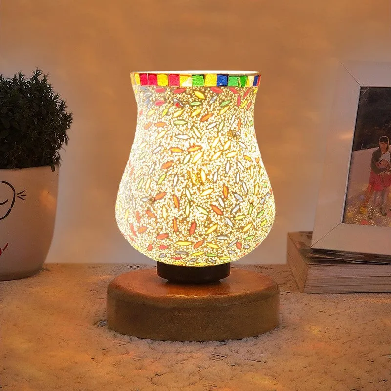 Auralyn Mosaic Glass Table Lamp With Wooden Base - Multicolor media 3
